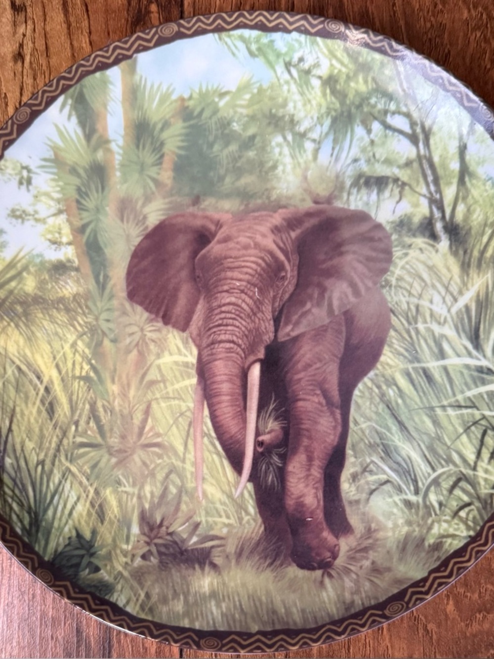 Elephant Wall Plate Porcelain Decorative Home Decor 8 inch Vintage Collectible